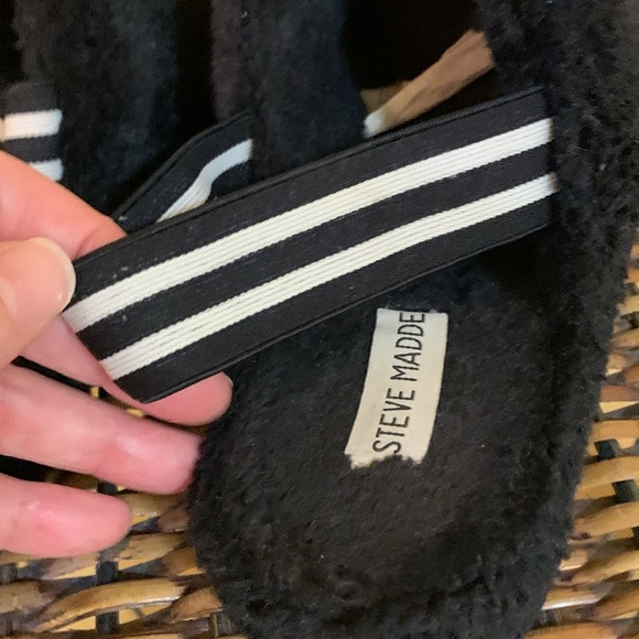 Steve Madden Women's Black and White Fuzzy Slippers - Picture 5 of 13